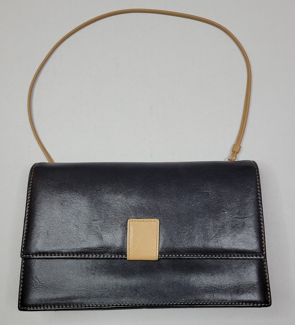 Caterina Lucchi Brown & Tan Italian Leather Shoulder Hand Bag Purse 8.5 x 5.5x 2